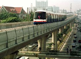 Test run of new elevated train in Thailand